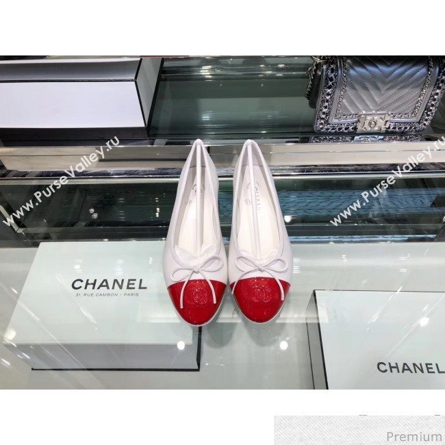 Chanel Calfskin Ballerinas G02819 White/Red 2019 (EM-9040806)