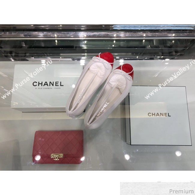 Chanel Calfskin Ballerinas G02819 White/Red 2019 (EM-9040806)