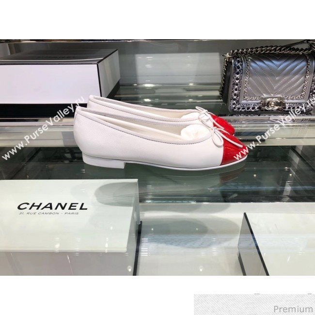 Chanel Calfskin Ballerinas G02819 White/Red 2019 (EM-9040806)