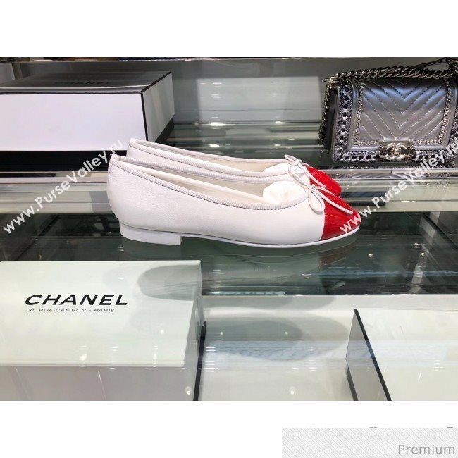 Chanel Calfskin Ballerinas G02819 White/Red 2019 (EM-9040806)