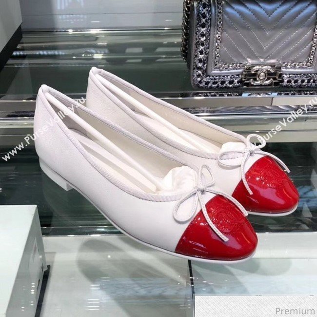 Chanel Calfskin Ballerinas G02819 White/Red 2019 (EM-9040806)