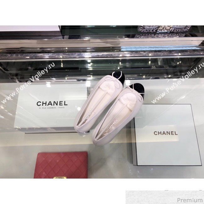 Chanel Calfskin Ballerinas G02819 White/Blue 2019 (EM-9040807)