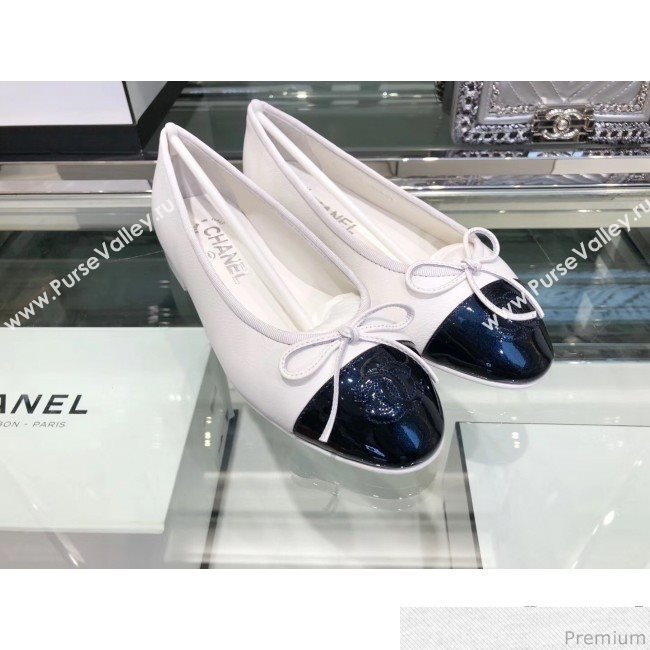 Chanel Calfskin Ballerinas G02819 White/Blue 2019 (EM-9040807)