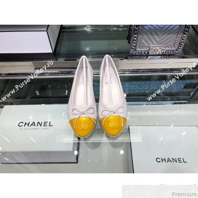 Chanel Calfskin Ballerinas G02819 White/Yellow 2019 (EM-9040808)