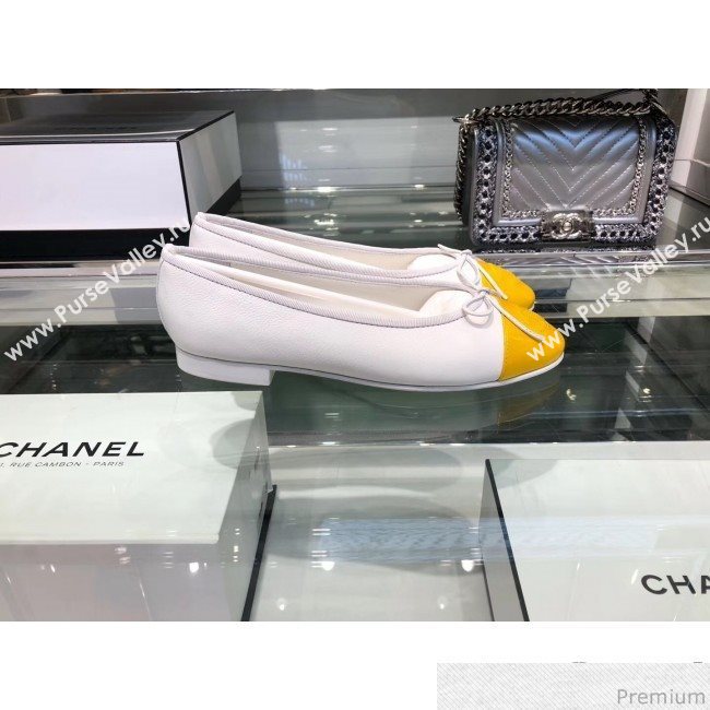 Chanel Calfskin Ballerinas G02819 White/Yellow 2019 (EM-9040808)
