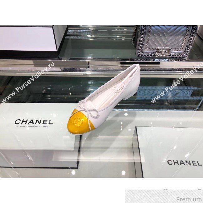 Chanel Calfskin Ballerinas G02819 White/Yellow 2019 (EM-9040808)