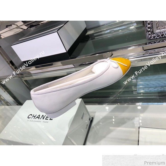 Chanel Calfskin Ballerinas G02819 White/Yellow 2019 (EM-9040808)
