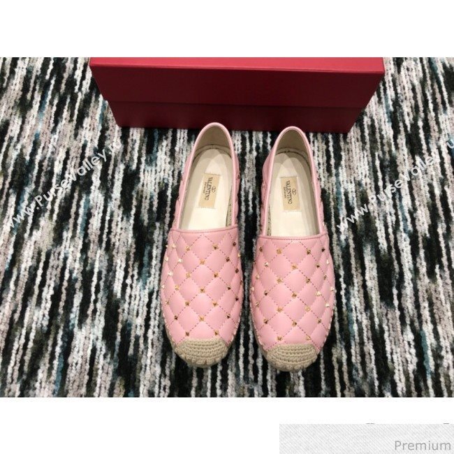 Valentino Rockstuds Lambskin Espadrilles Pink 2019 (HANB-9040809)