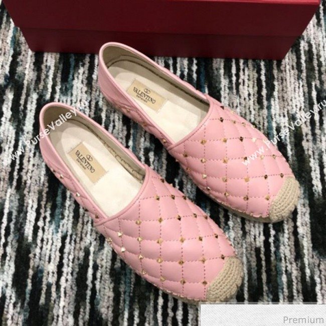 Valentino Rockstuds Lambskin Espadrilles Pink 2019 (HANB-9040809)