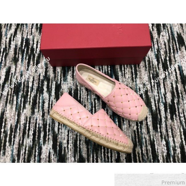 Valentino Rockstuds Lambskin Espadrilles Pink 2019 (HANB-9040809)