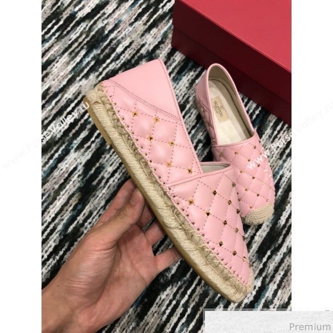 Valentino Rockstuds Lambskin Espadrilles Pink 2019 (HANB-9040809)
