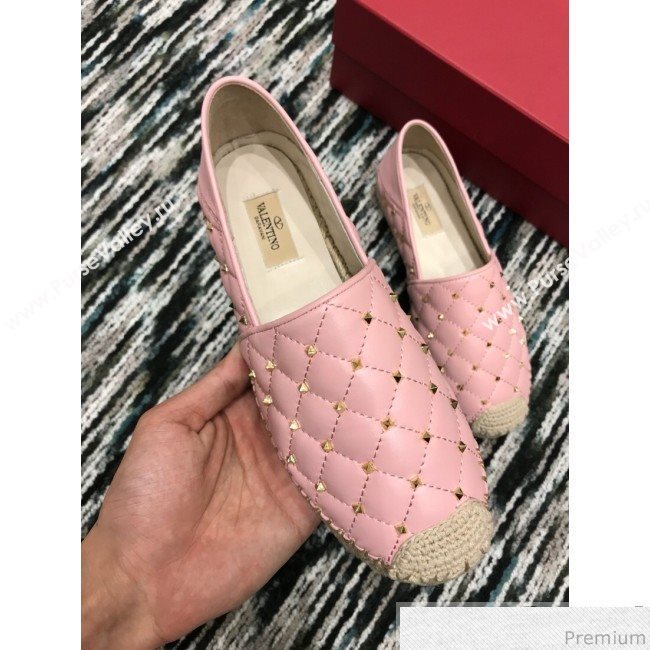 Valentino Rockstuds Lambskin Espadrilles Pink 2019 (HANB-9040809)