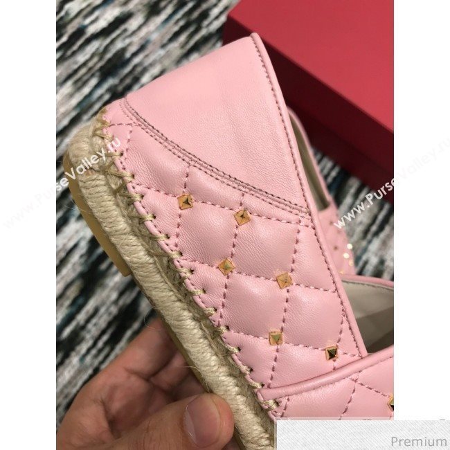 Valentino Rockstuds Lambskin Espadrilles Pink 2019 (HANB-9040809)