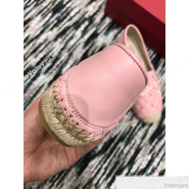 Valentino Rockstuds Lambskin Espadrilles Pink 2019 (HANB-9040809)