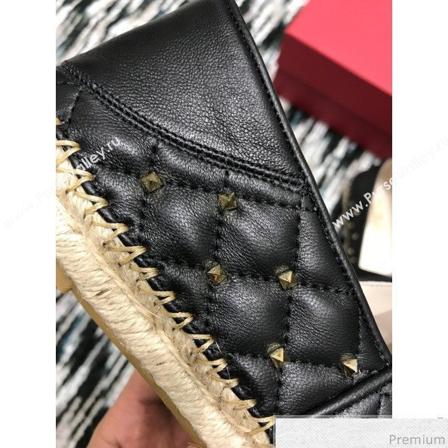 Valentino Rockstuds Lambskin Espadrilles Black 2019 (HANB-9040810)