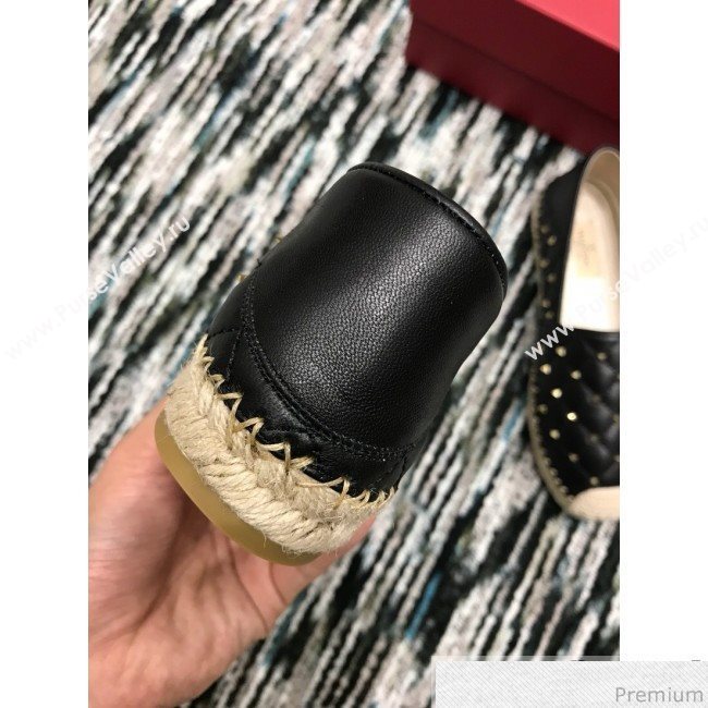 Valentino Rockstuds Lambskin Espadrilles Black 2019 (HANB-9040810)