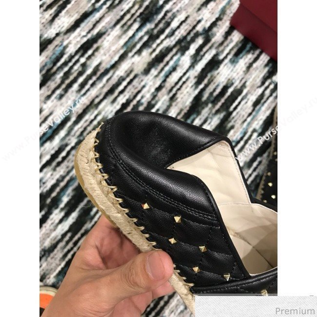 Valentino Rockstuds Lambskin Espadrilles Black 2019 (HANB-9040810)