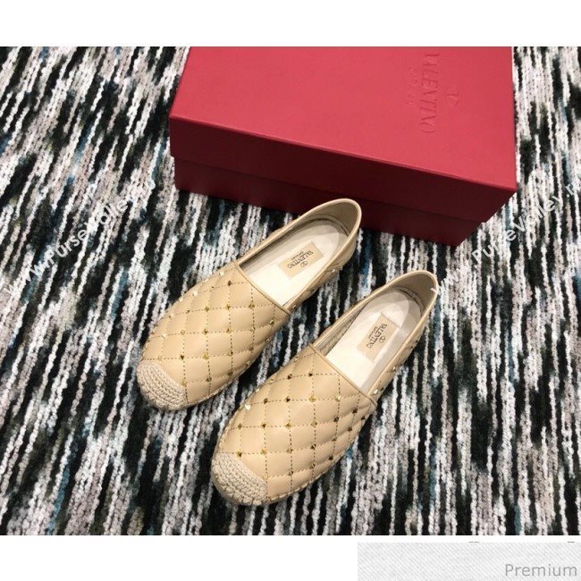 Valentino Rockstuds Lambskin Espadrilles Light Beige 2019 (HANB-9040811)