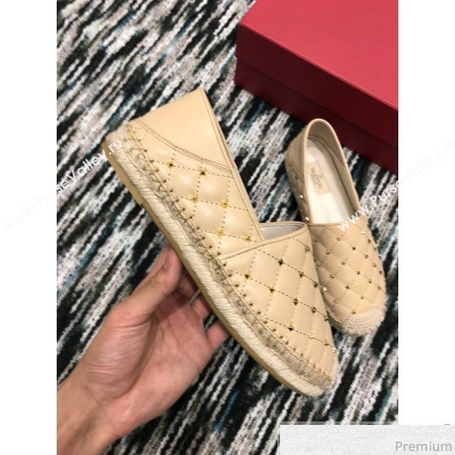 Valentino Rockstuds Lambskin Espadrilles Light Beige 2019 (HANB-9040811)