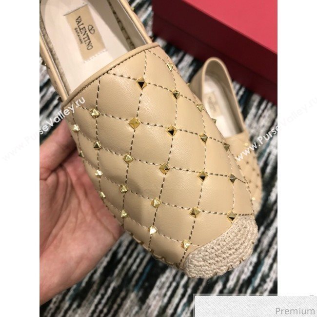 Valentino Rockstuds Lambskin Espadrilles Light Beige 2019 (HANB-9040811)