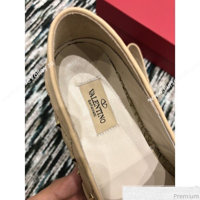 Valentino Rockstuds Lambskin Espadrilles Light Beige 2019 (HANB-9040811)