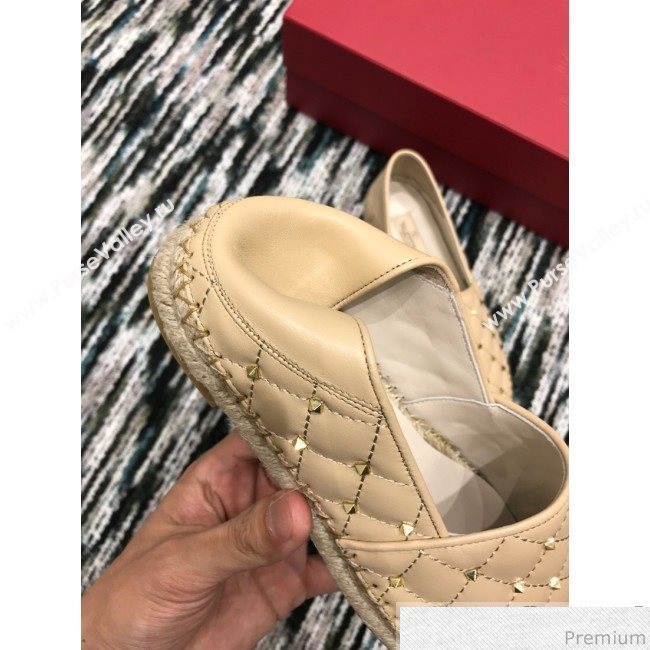 Valentino Rockstuds Lambskin Espadrilles Light Beige 2019 (HANB-9040811)