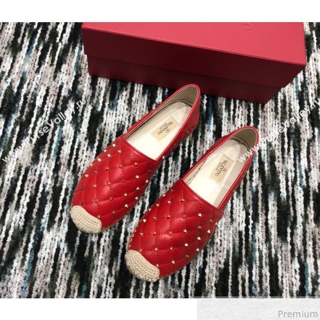 Valentino Rockstuds Lambskin Espadrilles Red 2019 (HANB-9040812)