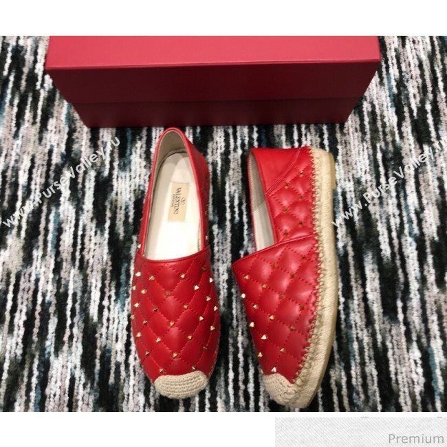 Valentino Rockstuds Lambskin Espadrilles Red 2019 (HANB-9040812)