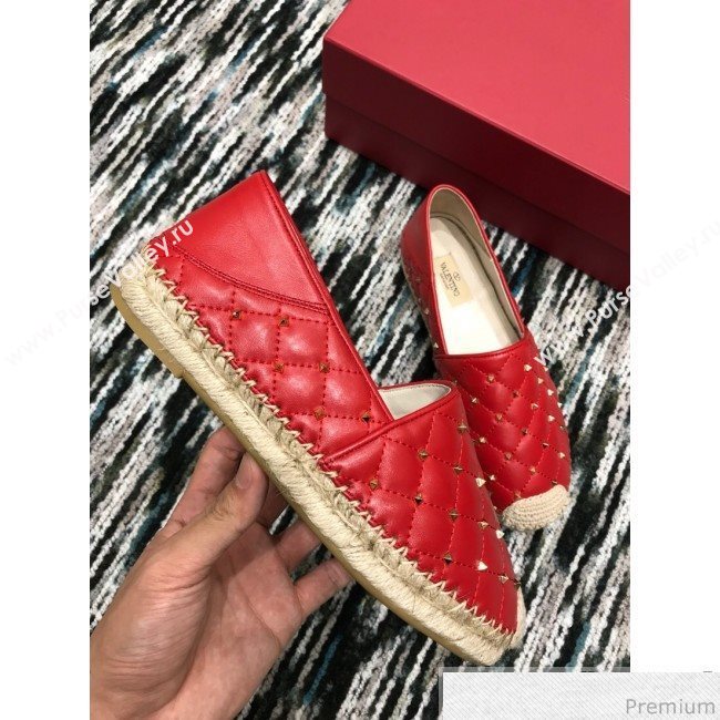 Valentino Rockstuds Lambskin Espadrilles Red 2019 (HANB-9040812)