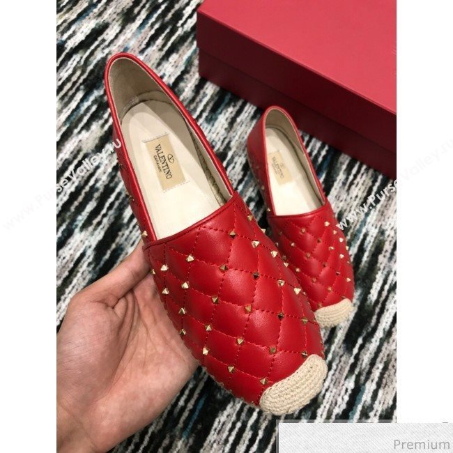 Valentino Rockstuds Lambskin Espadrilles Red 2019 (HANB-9040812)