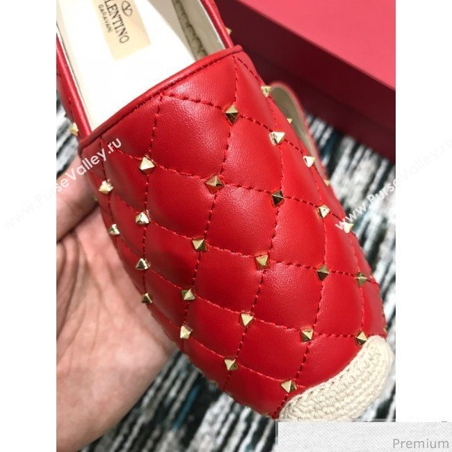 Valentino Rockstuds Lambskin Espadrilles Red 2019 (HANB-9040812)