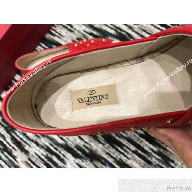 Valentino Rockstuds Lambskin Espadrilles Red 2019 (HANB-9040812)