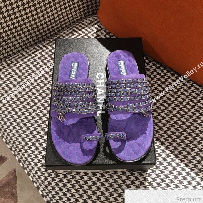 Chanel Flat Sandals G34407 Purple 2019 (KL-9040813)