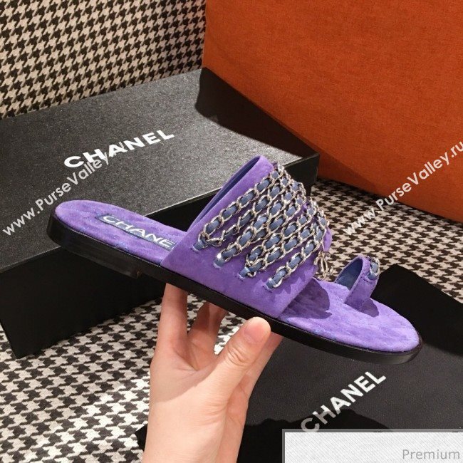 Chanel Flat Sandals G34407 Purple 2019 (KL-9040813)