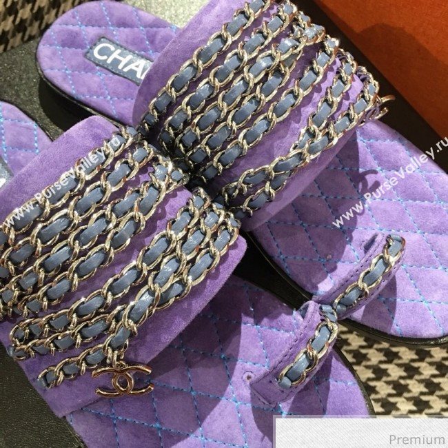 Chanel Flat Sandals G34407 Purple 2019 (KL-9040813)