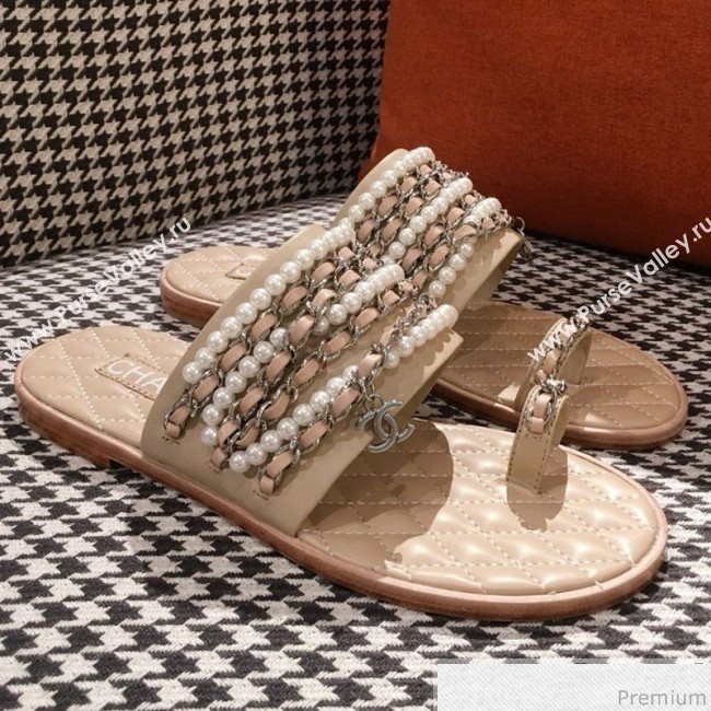 Chanel Flat Sandals G34407 Nude 2019 (KL-9040815)