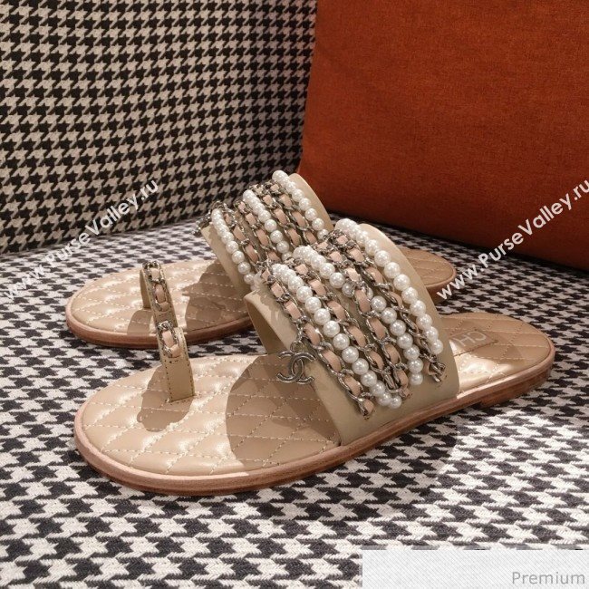 Chanel Flat Sandals G34407 Nude 2019 (KL-9040815)