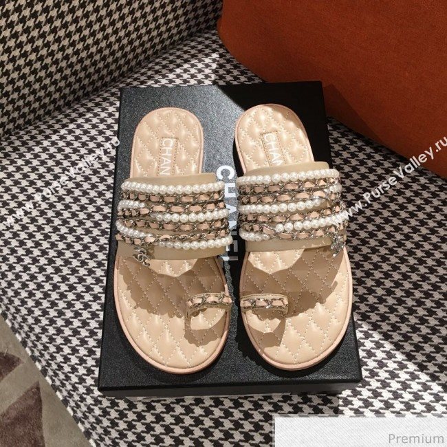Chanel Flat Sandals G34407 Nude 2019 (KL-9040815)