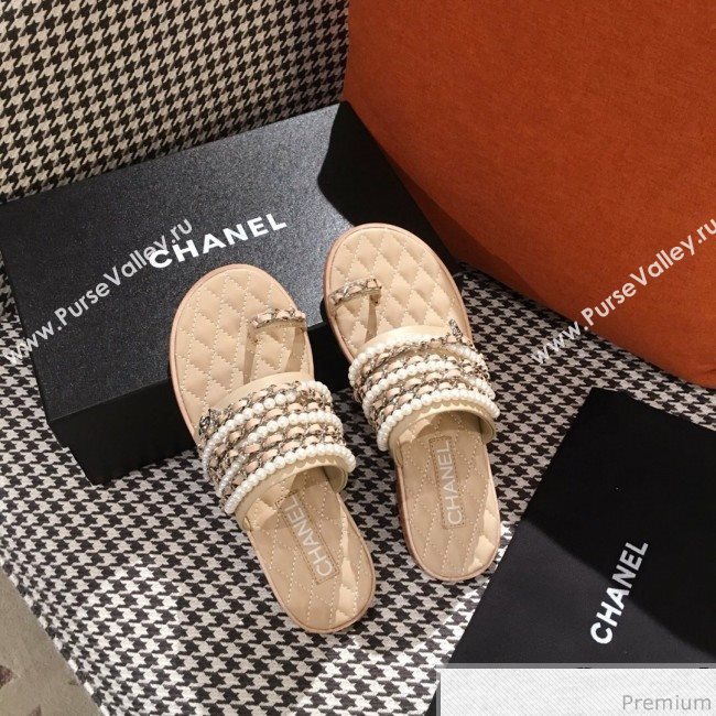 Chanel Flat Sandals G34407 Nude 2019 (KL-9040815)