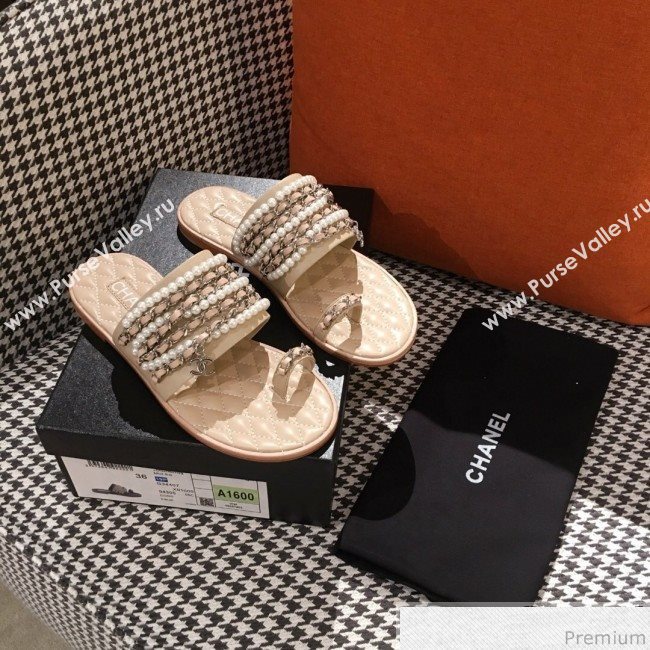 Chanel Flat Sandals G34407 Nude 2019 (KL-9040815)