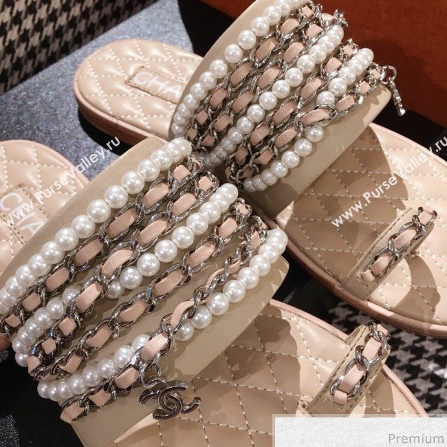 Chanel Flat Sandals G34407 Nude 2019 (KL-9040815)