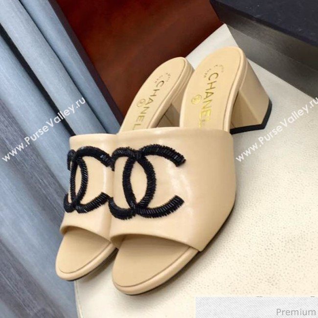 Chanel Mid-heel Mules Sandals G34681 Nude 2019 (HZJ-9040818)