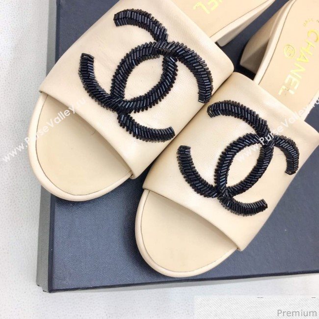 Chanel Mid-heel Mules Sandals G34681 Nude 2019 (HZJ-9040818)