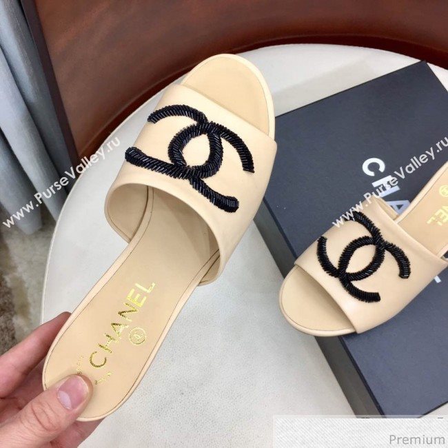 Chanel Mid-heel Mules Sandals G34681 Nude 2019 (HZJ-9040818)