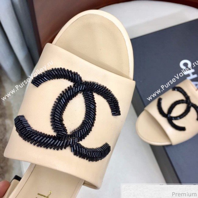 Chanel Mid-heel Mules Sandals G34681 Nude 2019 (HZJ-9040818)