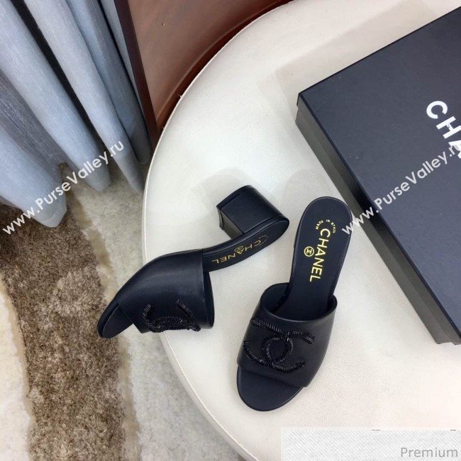 Chanel Mid-heel Mules Sandals G34681 Black 2019 (HZJ-9040820)