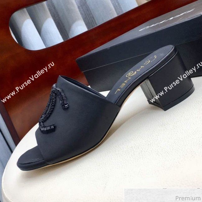 Chanel Mid-heel Mules Sandals G34681 Black 2019 (HZJ-9040820)