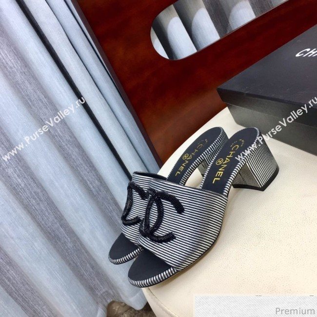 Chanel Mid-heel Mules Sandals G34681 Silver/Black 2019 (HZJ-9040817)