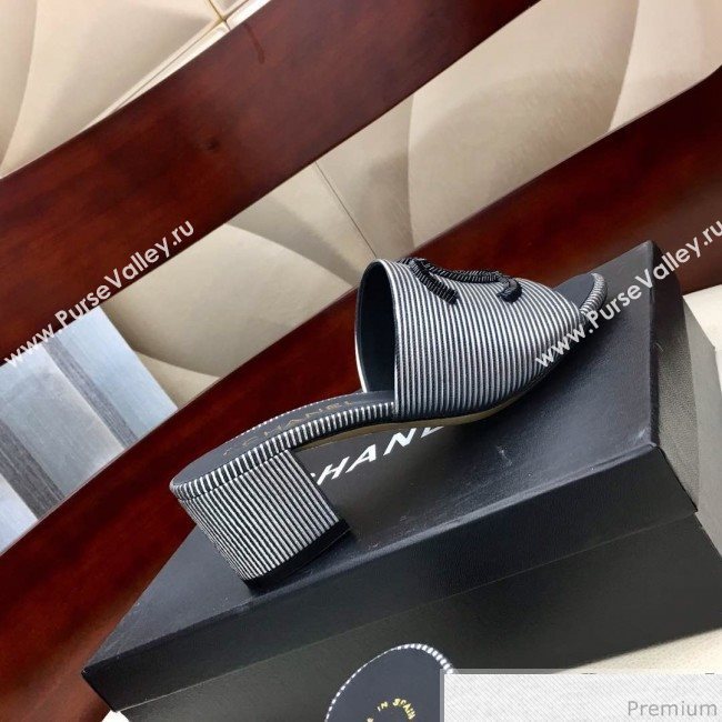 Chanel Mid-heel Mules Sandals G34681 Silver/Black 2019 (HZJ-9040817)