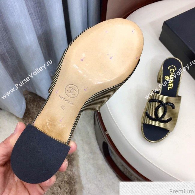 Chanel Mid-heel Mules Sandals G34681 Gold 2019 (HZJ-9040821)